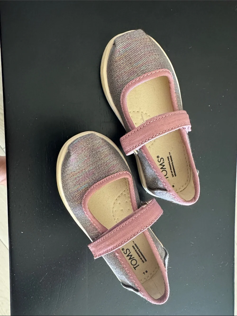 Toms Girls' Iridescent Pink Mary Jane Shoes